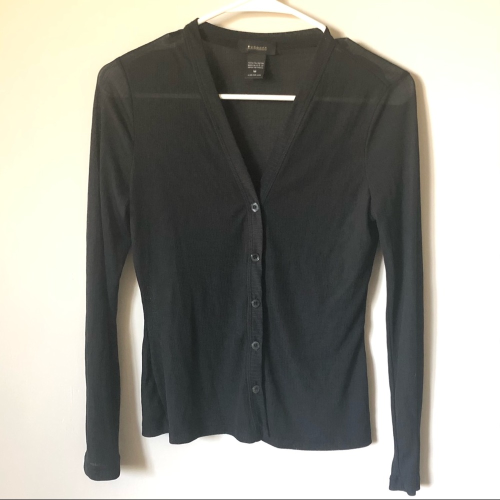 Express Black Sheer Lightweight Cardigan Sz M